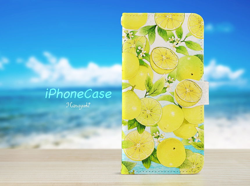 送料無料♪【カメラ穴あり】iPhone/Android対応 ベルガモットマリン【手帳型スマホケース】