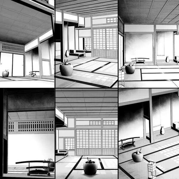 コミスタ・クリスタ用_背景素材・和室6点セット